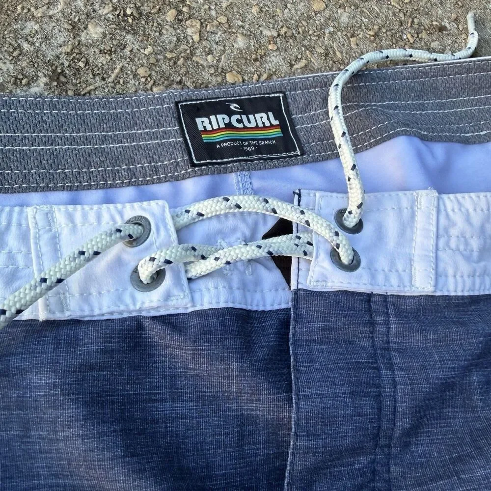 Rip Curl Mirage Board Shorts Men’s 38-40 Blue Stripe Surf Swim Trunks Beach